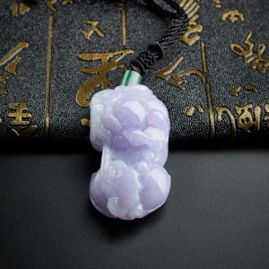 糯种紫罗兰翡翠貔貅吊坠
