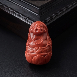 柿子红南红弥勒佛吊坠