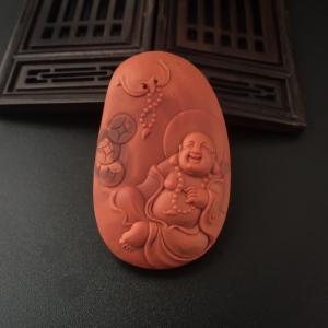 柿子红南红弥勒佛吊坠