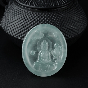 冰糯种翡翠佛祖吊坠