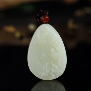 和田玉双喜临门挂件