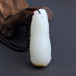 俄料白玉山料竹节吊坠