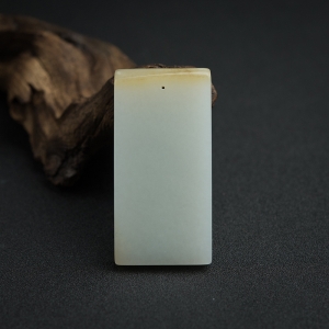 俄料白玉山料平安无事牌吊坠