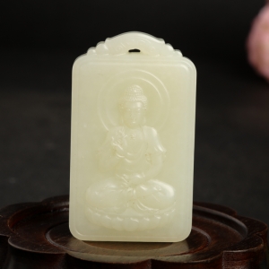 俄料青白玉山料大日如来吊坠
