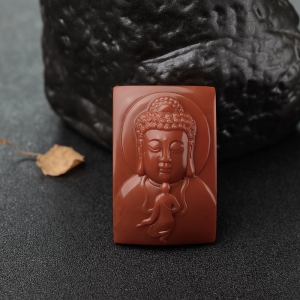 柿子红南红一心向佛吊坠