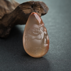 冰飘料南红弥勒佛吊坠