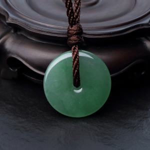 糯冰种晴水翡翠平安扣吊坠