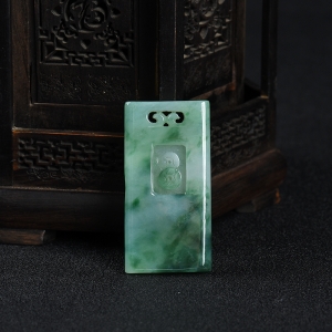 糯种飘花翡翠招财进宝吊坠