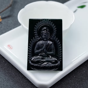 糯种墨翠大日如来吊坠