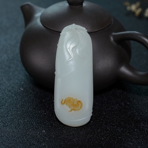山料和田白玉竹节吊坠