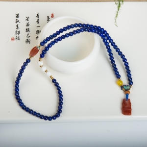 4.9mm深蓝色青金石多圈手串