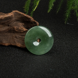 糯种深绿翡翠平安扣吊坠