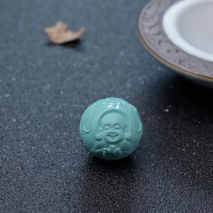 22mm中高瓷蓝绿松石龙纹配珠