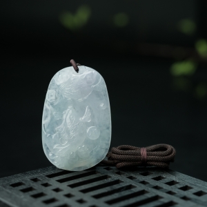 糯冰种翡翠金玉满堂吊坠