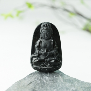 糯冰种墨翠观音吊坠