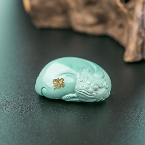 中高瓷蓝绿绿松石貔貅吊坠