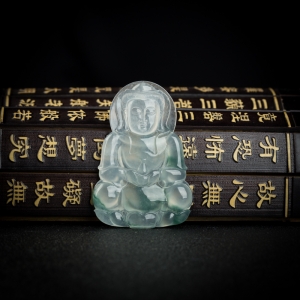 冰种飘花翡翠观音吊坠