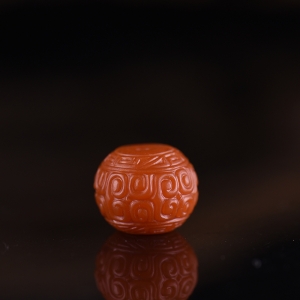 柿子红南红回纹珠配饰