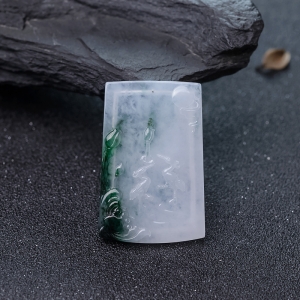 冰种飘翠翡翠莲花吊坠