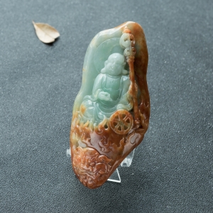 糯种俏色翡翠地藏王菩萨摆件