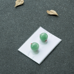 12.5mm糯种浅绿翡翠圆珠（一对）