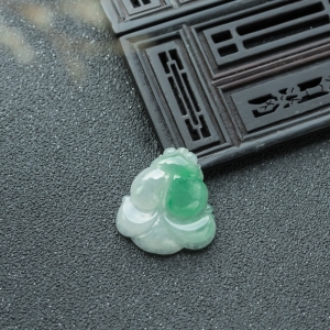 糯冰种飘翠翡翠金玉满堂吊坠