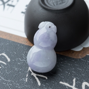 糯冰种紫罗兰翡翠福禄吊坠