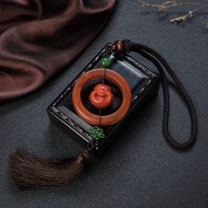 柿子红南红弥勒佛车挂