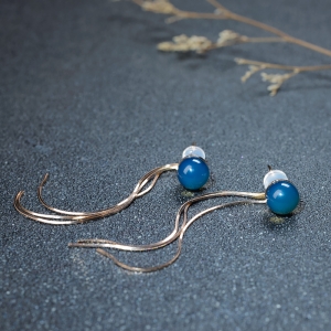 18K天空蓝多米蓝珀耳钉