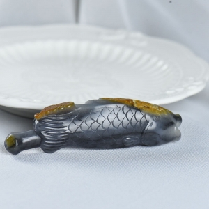 籽料和田玉青花富贵有余烟嘴