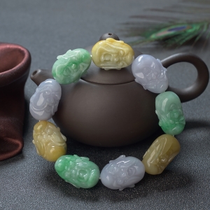 糯种翡翠罗汉头单圈手串