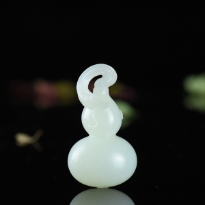山流水料和田白玉龙头葫芦吊坠