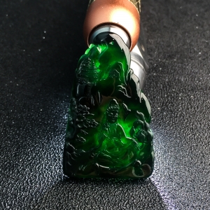 糯冰种墨翠观音吊坠