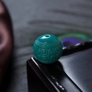 15.5mm中高瓷蓝绿绿松石回纹珠