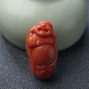 柿子红南红弥勒佛吊坠