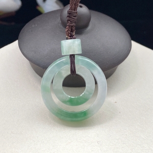 冰种带色翡翠母子平安扣吊坠