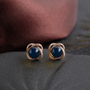 18K天空蓝多米蓝珀耳钉