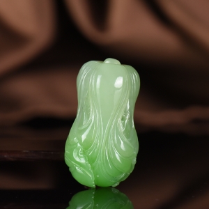 山料和田翠青玉白菜吊坠