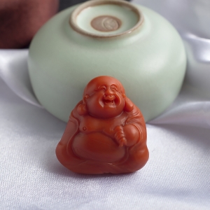 柿子红南红弥勒佛吊坠