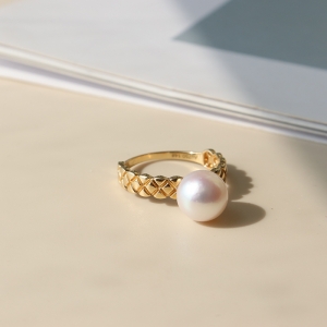 18k海水白色珍珠戒指