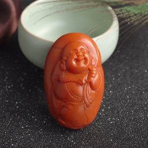 柿子红南红弥勒佛吊坠