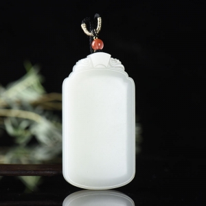 山流水料和田羊脂白玉无事牌吊坠