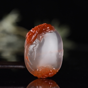 俏色冰飘南红花开富贵吊坠