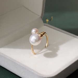 18k海水白色珍珠戒指