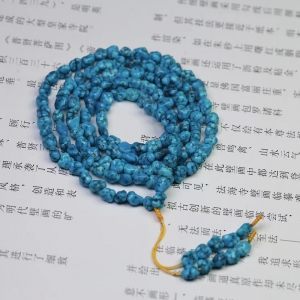 高瓷蓝色绿松石随形多圈手串