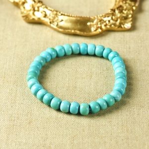 中高瓷蓝色绿松石老形珠单圈手串