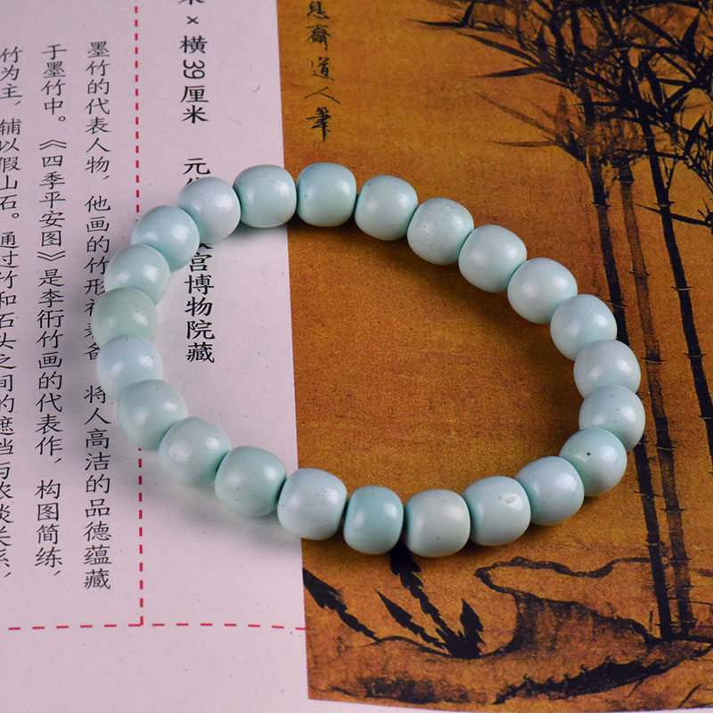 中高瓷浅蓝色绿松石单圈手串