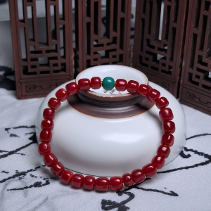 阿卡牛血红珊瑚桶珠单圈手串