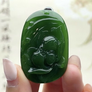 和田碧玉荷花吊坠