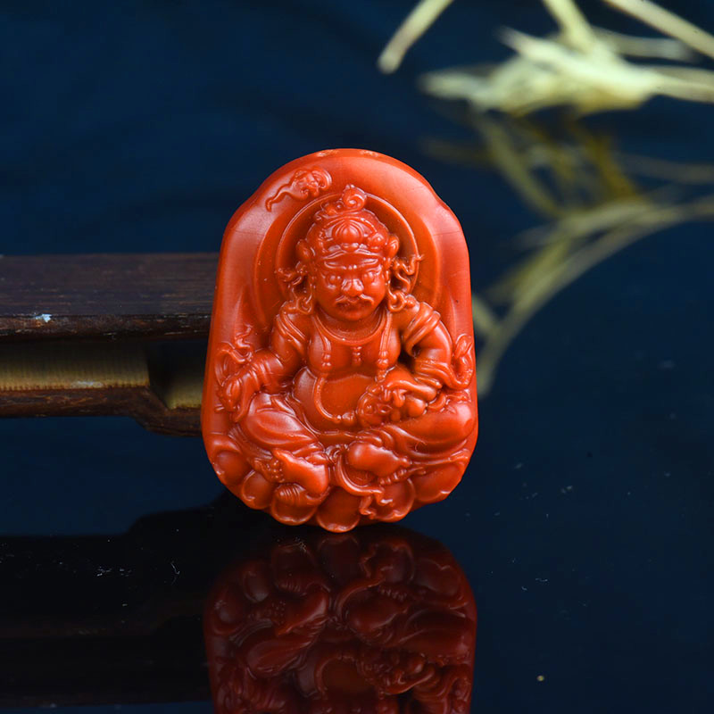 柿子红南红黄财神吊坠